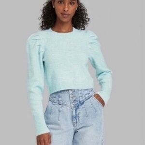 EUC Wild Fable Juniors Cropped puffed sleeve sweater